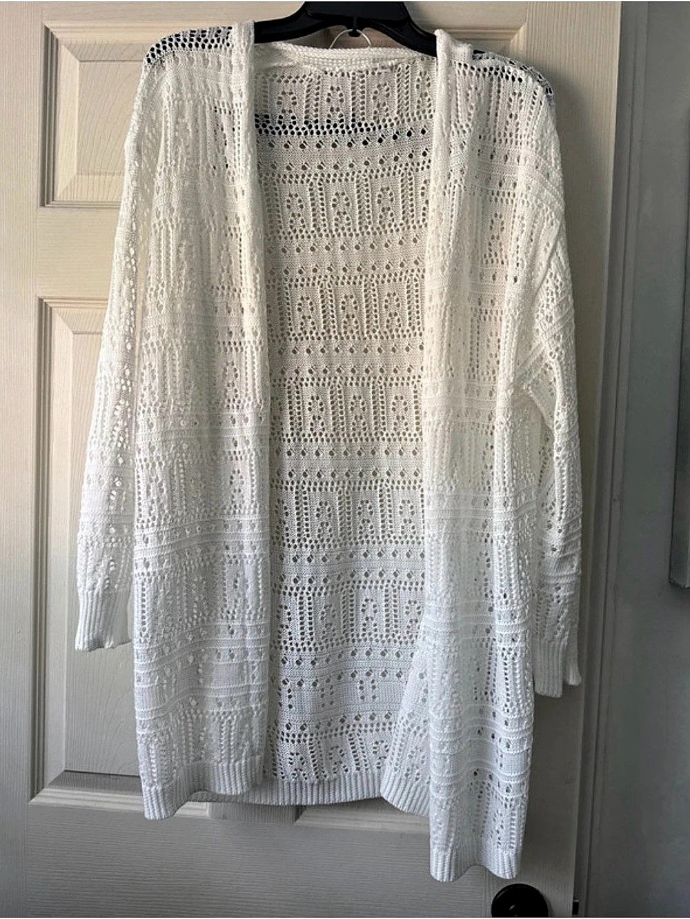 Open Front Crochet Cardigan in White Like New